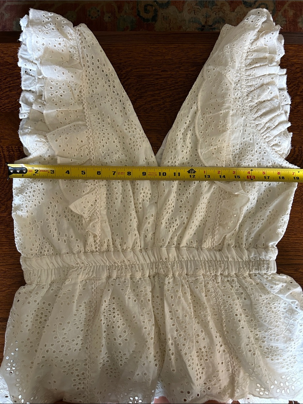 Off White Eyelet Ruffle Tiered Dress - Picture 7 of 7
